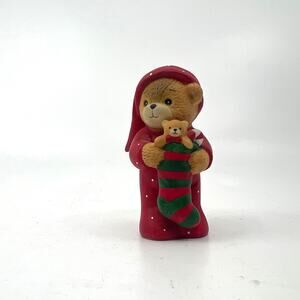 Vintage 1985 Enesco Stocking Bear Christmas Figurine, Lucy Rigg